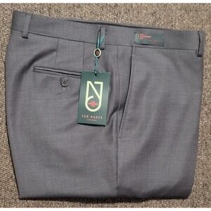 $178 NWT Ted Baker 100% Wool Grey FF‎ Dress Pants "No Ordinary Joe" Size 36 R